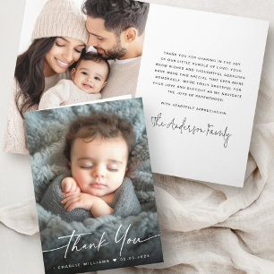 Elegante nieuwe baby aankondiging foto dank u