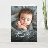 Elegante nieuwe baby aankondiging foto dank u (Voorkant)