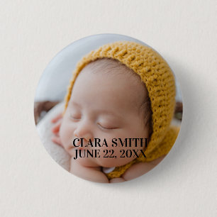 Elegante nieuwe baby aankondiging ronde button 5,7 cm
