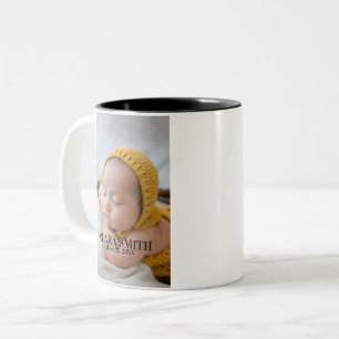 Elegante nieuwe baby aankondiging tweekleurige koffiemok