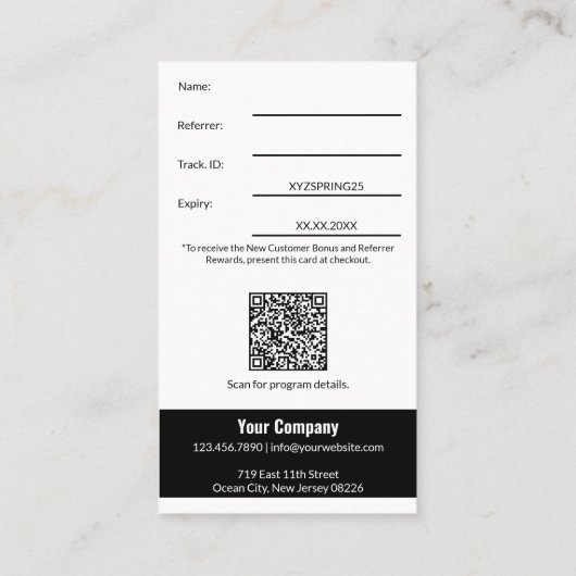Elegante nieuwe klant korting werknemer beloning aanbevelingskaartje (Achterkant)