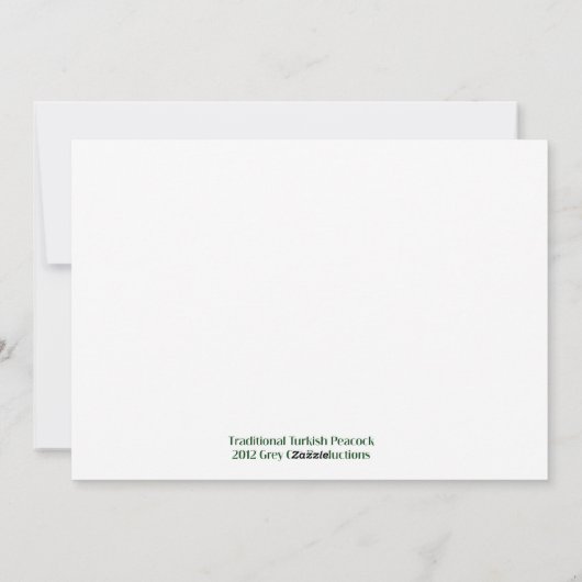 Elegante Nieuwjaar blanco kaart in pauw blauw, gro (Achterkant)