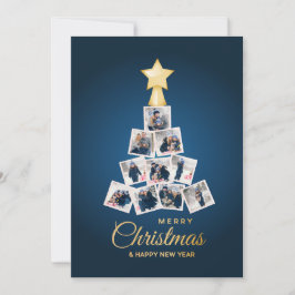 Elegante Nieuwjaar & Kerstboom 10 Familie Foto Feestdagenkaart