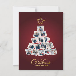 Elegante Nieuwjaar & Kerstboom 15 Familie Foto Feestdagenkaart
