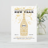 Elegante Nieuwjaars Champagne Feest Uitnodiging (Staand voorkant)