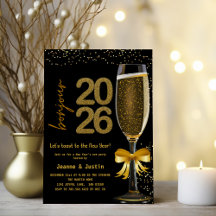 Elegante Nieuwjaarsavond Champagne Feest Uitnodigi