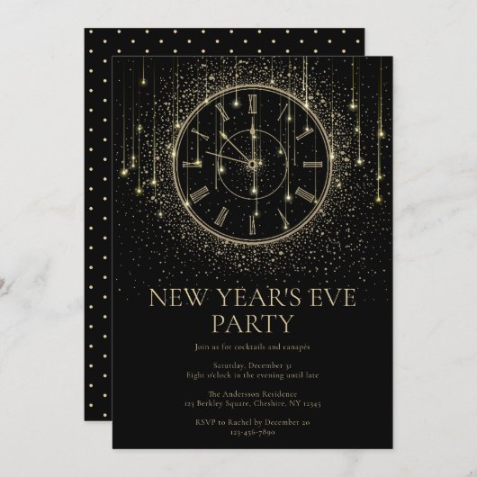 Elegante Nieuwjaarsfeest Uitnodiging (Voorkant / Achterkant)