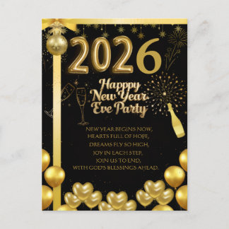 Elegante Nieuwjaarsfeest Uitnodigingskaart Briefkaart