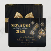 Elegante nieuwjaarskristal en gouden lantaarns kaart (Voorkant / Achterkant)