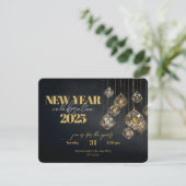 Elegante nieuwjaarskristal en gouden lantaarns kaart (Staand voorkant)