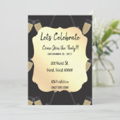 Elegante nieuwjaarsviering in zwart en goud kaart (Staand voorkant)