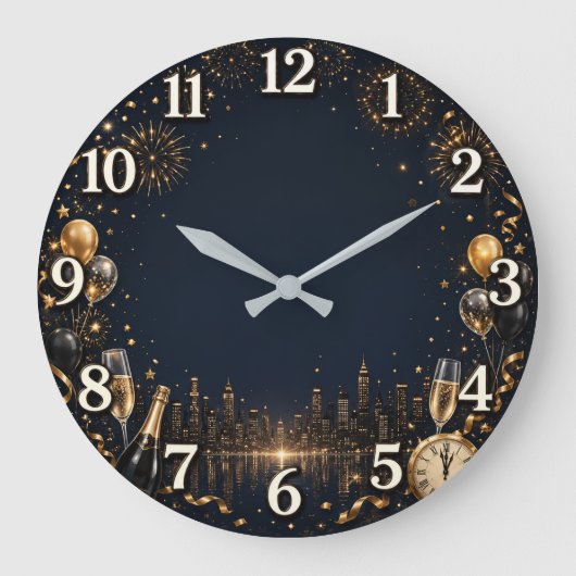 Elegante Nieuwjaarsviering Wandklok (Voorkant)