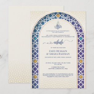 Elegante Nikah-huwelijksuitnodiging – Tealboog Kaart