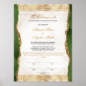 Elegante Nikkah-certificaat Moslim Islamitisch Huw Poster (Voorkant)
