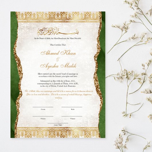 Elegante Nikkah-certificaat Moslim Islamitisch Huw Poster