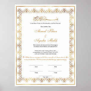 Elegante Nikkah-certificaat Moslim Islamitisch Huw Poster