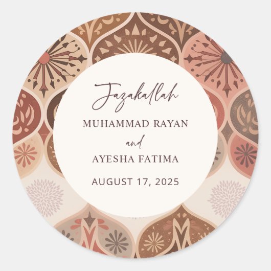 Elegante Nikkah islamitische bruiloft Bedankt Favo Ronde Sticker (Voorkant)
