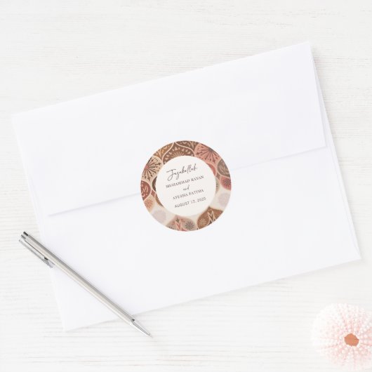 Elegante Nikkah islamitische bruiloft Bedankt Favo Ronde Sticker (Envelop)