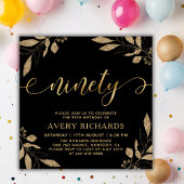 Elegante Ninety Goud Schrift Zwart 90ste Verjaarda Kaart