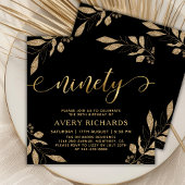 Elegante Ninety Goud Schrift Zwart 90ste Verjaarda Kaart