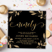 Elegante Ninety Goud Schrift Zwart 90ste Verjaarda Kaart