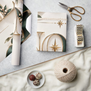 Elegante Noel Smaragd Ivoor Kerstmis Cadeaupapier