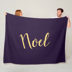 Elegante NOEL-tekst rijke dieppaarse achtergrond Fleece Deken