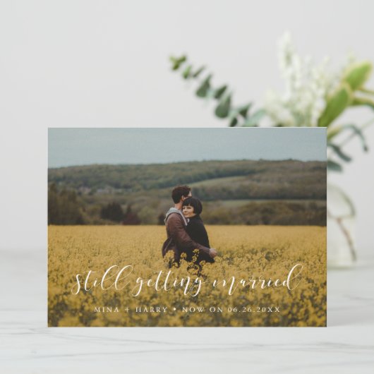 Elegante Nog steeds getrouwd trouwupdate Aankondiging (Staand voorkant)