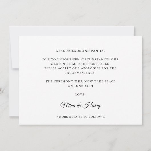 Elegante Nog steeds getrouwd trouwupdate Aankondiging (Achterkant)