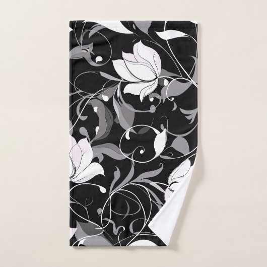 Elegante Noir Floral Swirl Bad Handdoek (Handdoek)