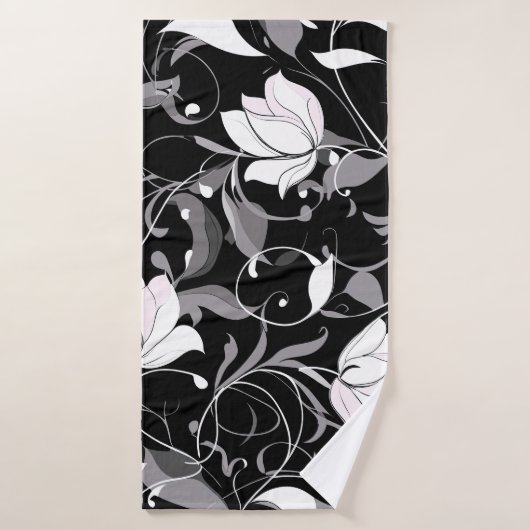 Elegante Noir Floral Swirl Badhanddoek (Badhanddoek)