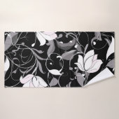 Elegante Noir Floral Swirl Badhanddoek (Badhanddoek)