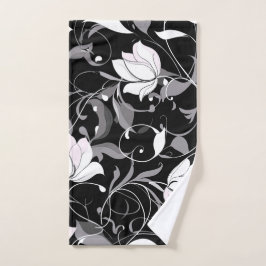 Elegante Noir Floral Swirl Handdoek