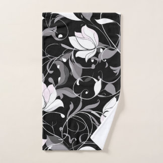 Elegante Noir Floral Swirl Handdoek