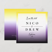 Elegante Non-binaire Pride Bruiloft Save The Date (Voorkant / Achterkant)