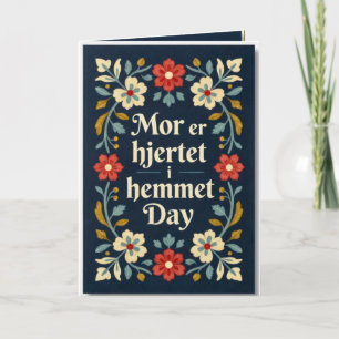 Elegante Noorse Rosemaling Moederdag Kaart
