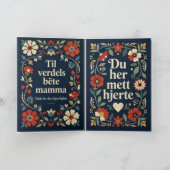 Elegante Noorse Rosemaling Moederdag Kaart (Binnen)