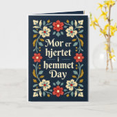Elegante Noorse Rosemaling Moederdag Kaart (Gele Bloem)