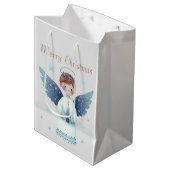 Elegante Nordic Christmas Angel met een kaars Medium Cadeauzakje (Voorkant Gekanteld)