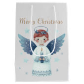 Elegante Nordic Christmas Angel met een kaars Medium Cadeauzakje (Achterkant)