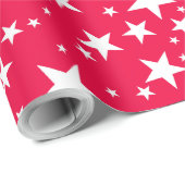 Elegante Nostalgische Kerst Rode Sjabloon Sterren Cadeaupapier (Rol Hoek)