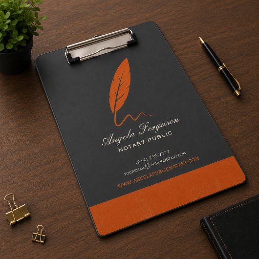 Elegante Notaris Charcoal Oranje Klembord