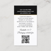 Elegante Notaris Foto Logo Zwart Visitekaartje (Achterkant)