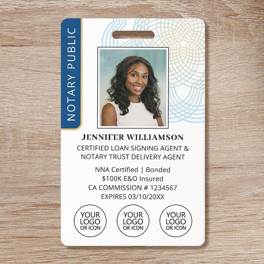 Elegante Notaris Handtekening Agent ID Badge Logo