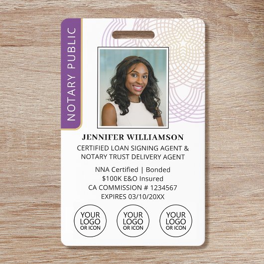 Elegante Notaris Handtekening Agent ID Badge Logo 