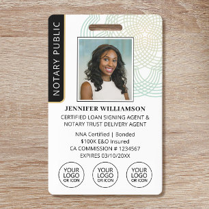 Elegante Notaris Handtekening Agent ID Badge Logo