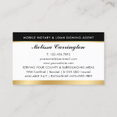 Elegante notaris lening ondertekenaar goud zwart visitekaartje (Achterkant)