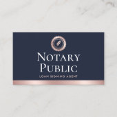 Elegante notaris Loan Signing Agent Roos Gold Blue Visitekaartje (Voorkant)