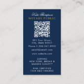 Elegante Notaris Ondertekenende Agent QR Code Blau Visitekaartje (Achterkant)