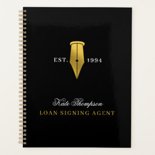 Elegante Notaris Ondertekeningsagent Goud Logo Planner